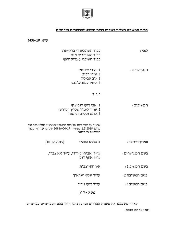 אבי דוביצקי, אורי שבתאי, עידו רביב, ניב אביטל, סתיו גבע